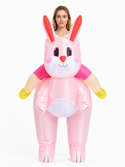 Inflatable Bunny Costume, Pink, One Size front view