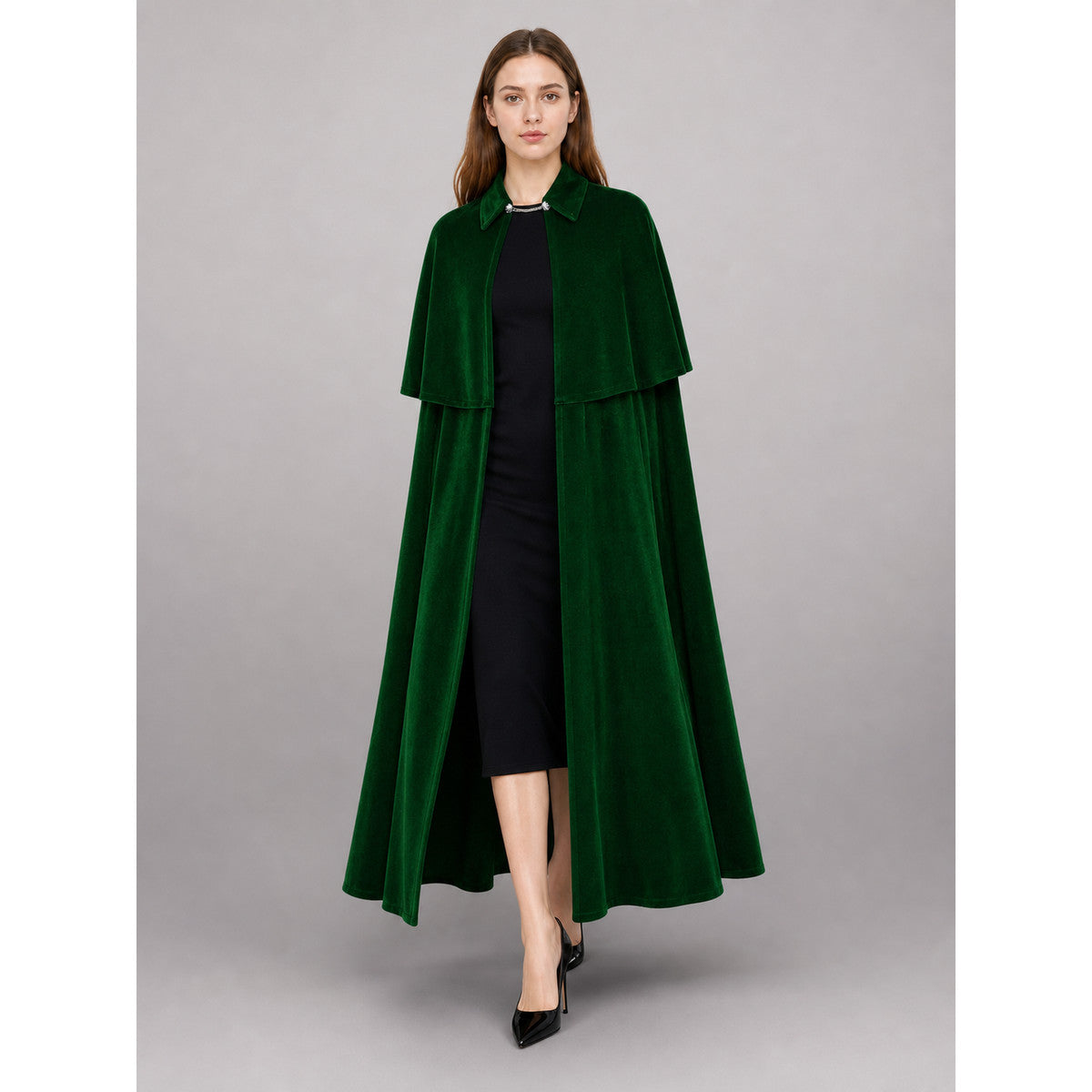 Green Carnival Cloak with High Collar