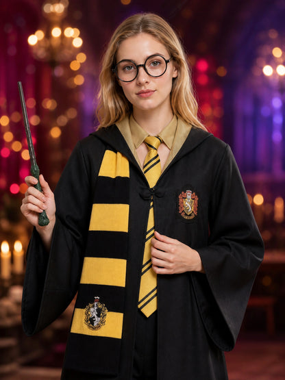 Hufflepuff Wizard Robe for Halloween Cosplay on-model view