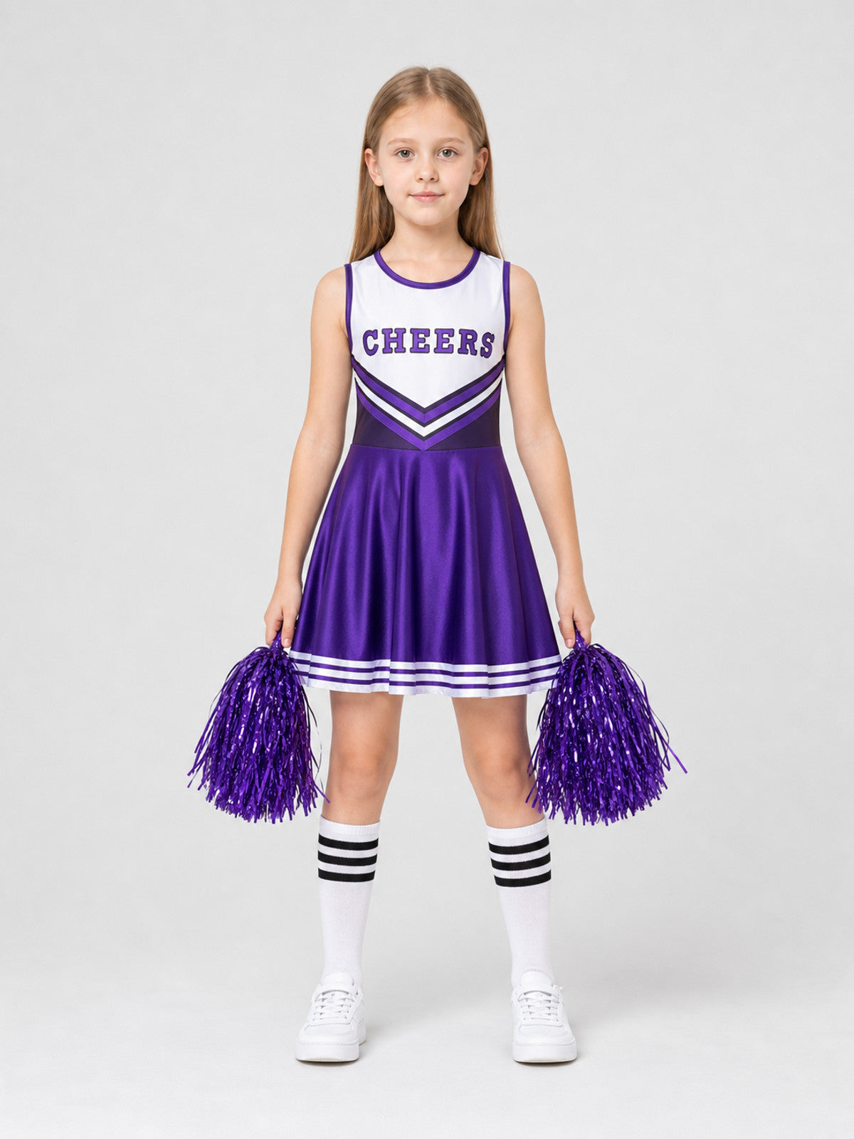 Sleeveless Striped Cheerleading Dress on-model view