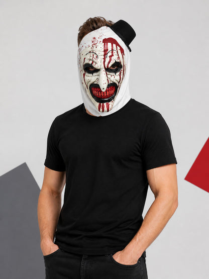 Halloween Clown Mask with Red Teeth and Blood