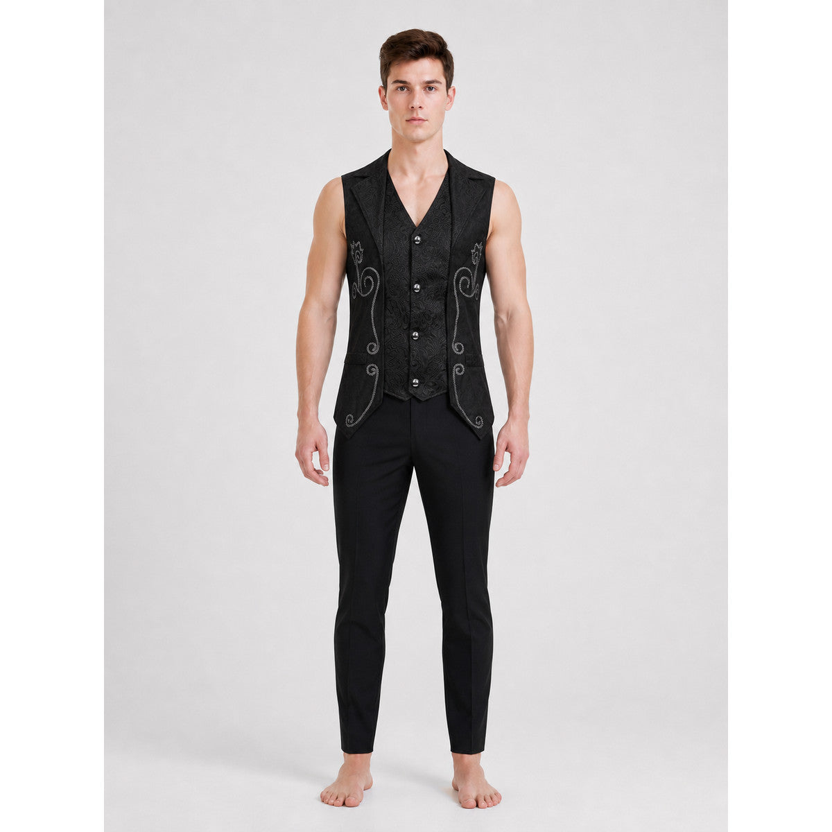 Steampunk Costume Sleeveless Vest on-model view