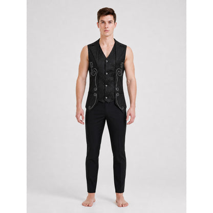 Steampunk Costume Sleeveless Vest on-model view