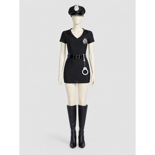 Police Officer Costume Dress S-3XL for Halloween on-model view