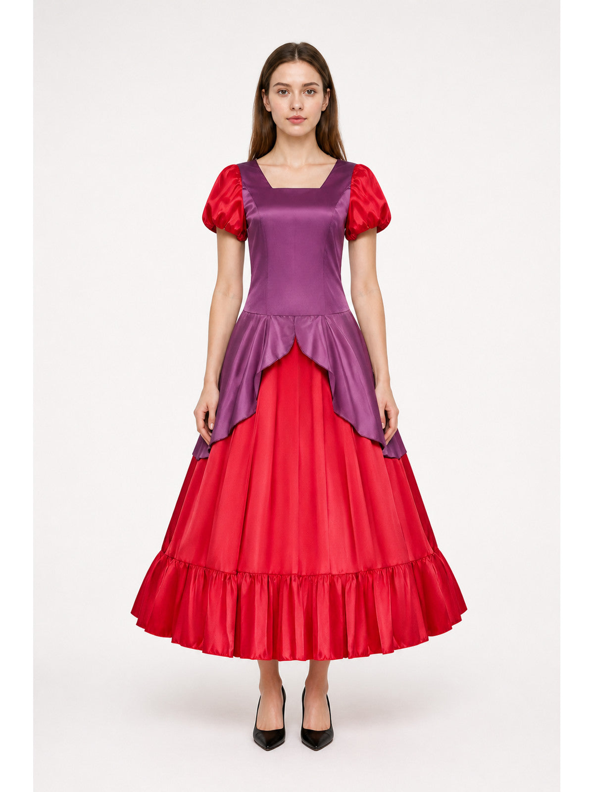 Dress with Puff Sleeves, Layered Skirt main product view