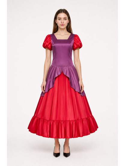 Dress with Puff Sleeves, Layered Skirt main product view