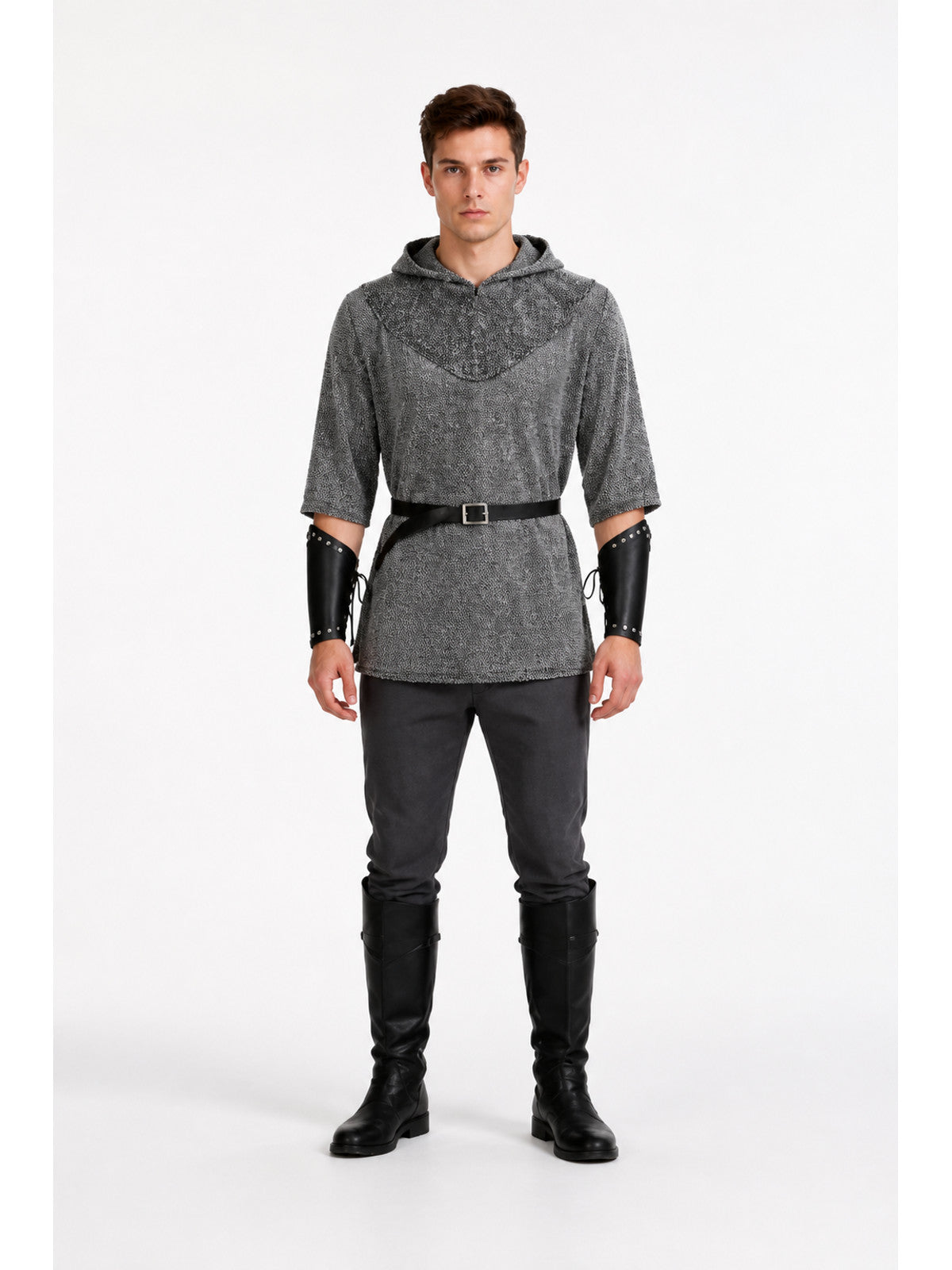 Hooded Knight Costume with Belt and Greaves main product view