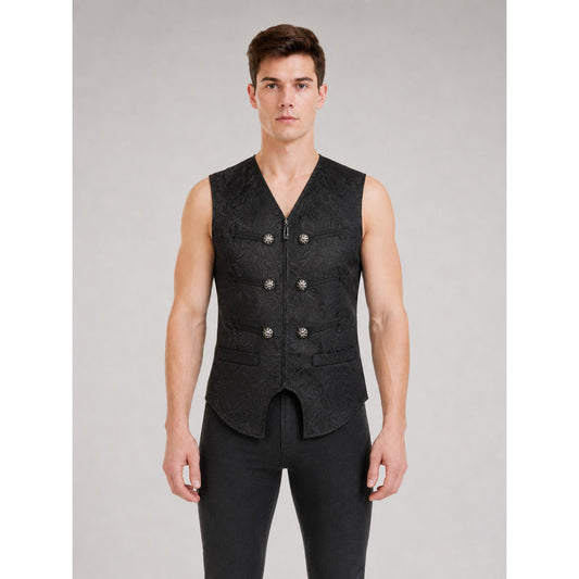 Costume Sleeveless Vest with Jacquard Pattern