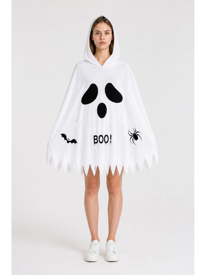 Glow-in-the-Dark Ghost Cape with Spider and Bat main product view