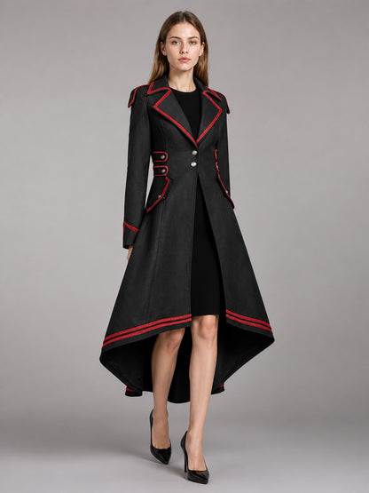 Black Carnival Cloak with Red Trim front view