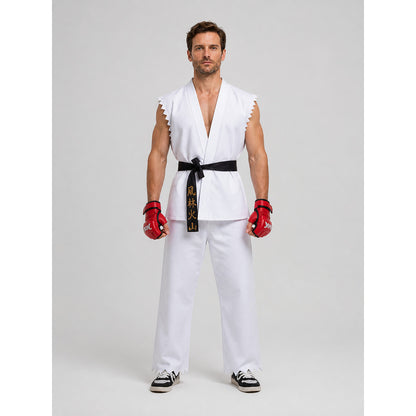 Ken Cosplay Costume: Jacket, Pants, and Belt on-model view