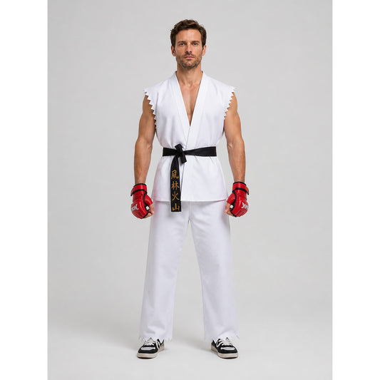 Ken Cosplay Costume: Jacket, Pants, and Belt on-model view