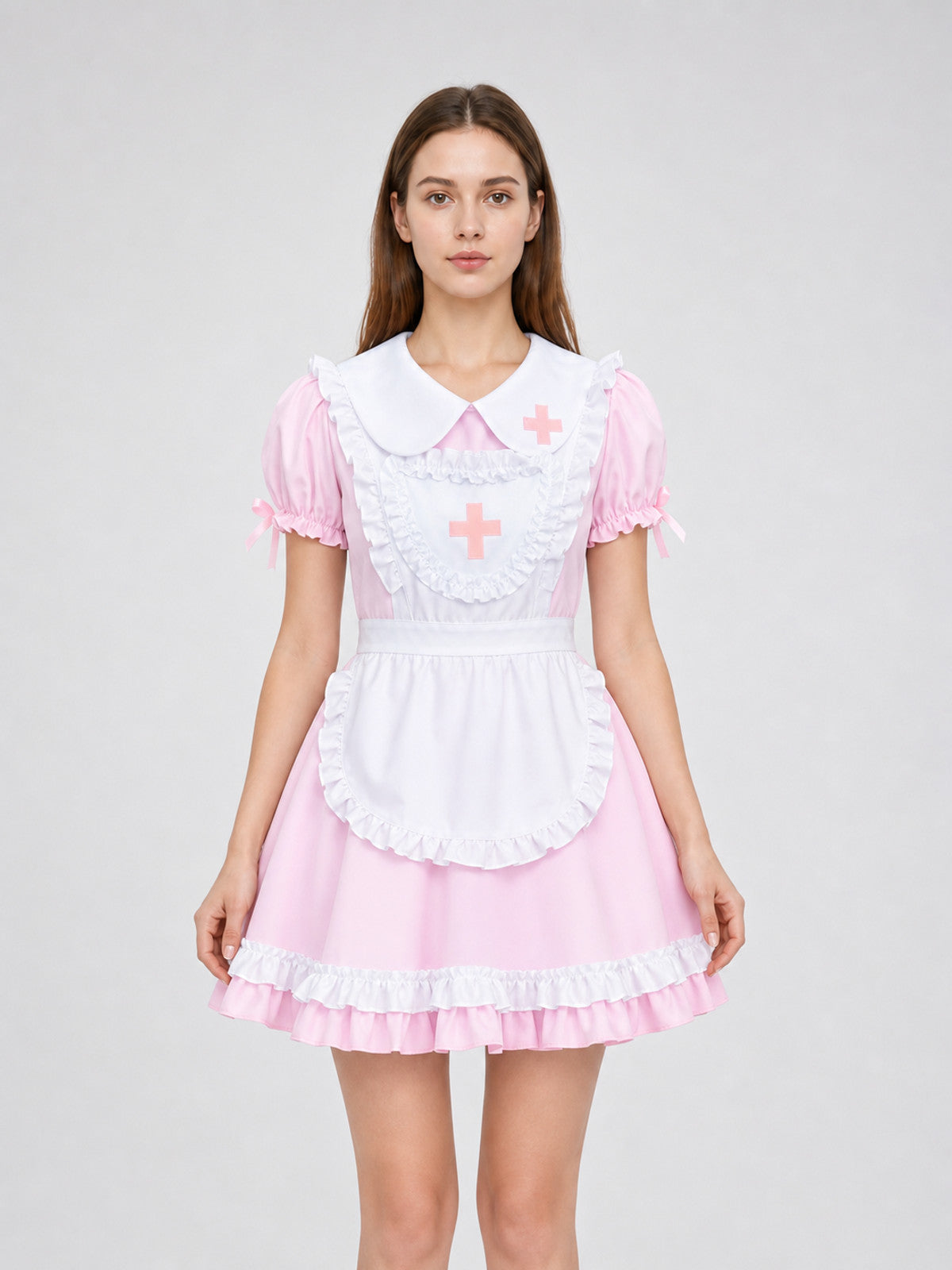 Lolita-Style Maid Cosplay Dress with Apron front view