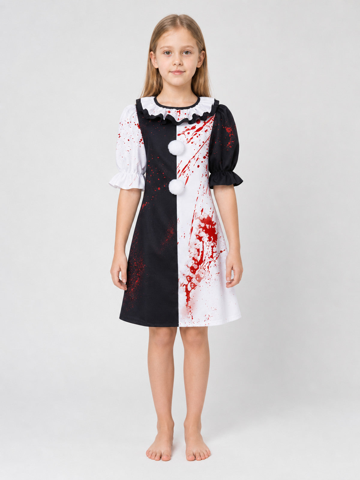 Clown Costume with Blood Splatter for Cosplay front view