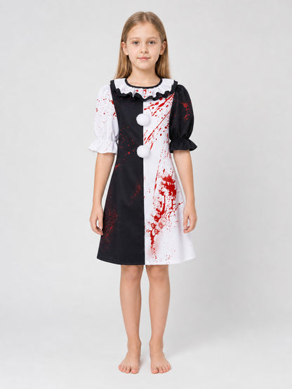 Clown Costume with Blood Splatter for Cosplay front view