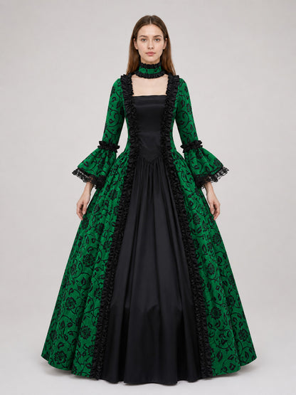 Victorian Gothic Dress with a Full Skirt front view
