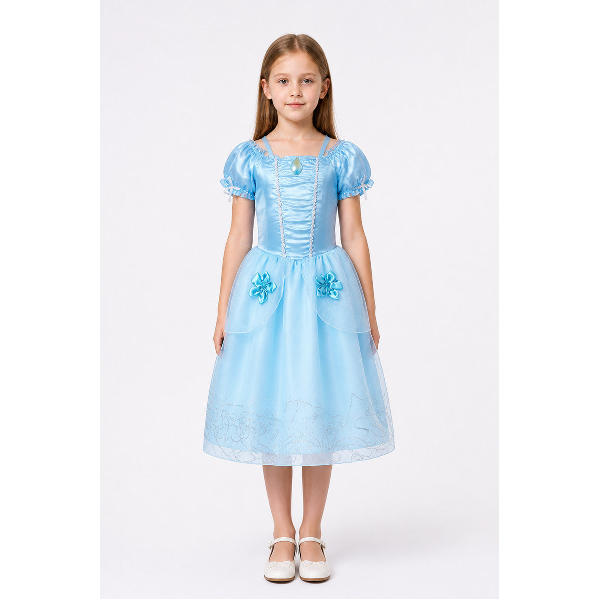 Light Blue Children's Carnival Dress with a Full Skirt main product view