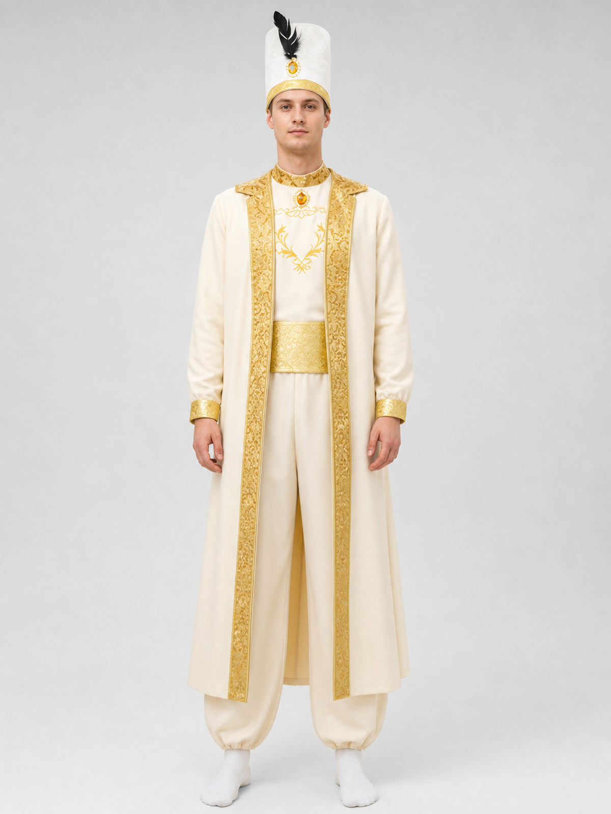 Aladdin Carnival Costume with Robe and Pants on-model view