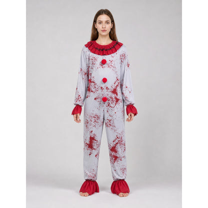Scary Halloween Clown Costume with Wig on-model view