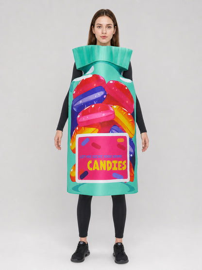 Candy Package Costume for Halloween and Parties on-model view