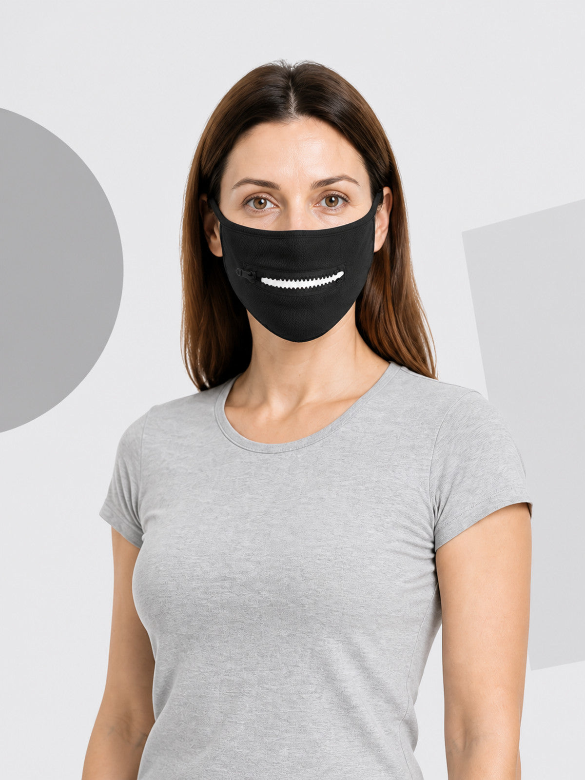 Black and White Halloween Mask with White Teeth
