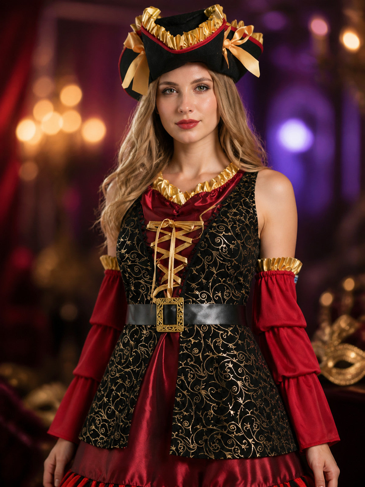 Women's Sleeveless Pirate Costume for Cosplay on-model view