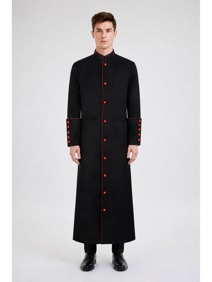 Pastor Costume with Red Trim and Stand Collar main product view