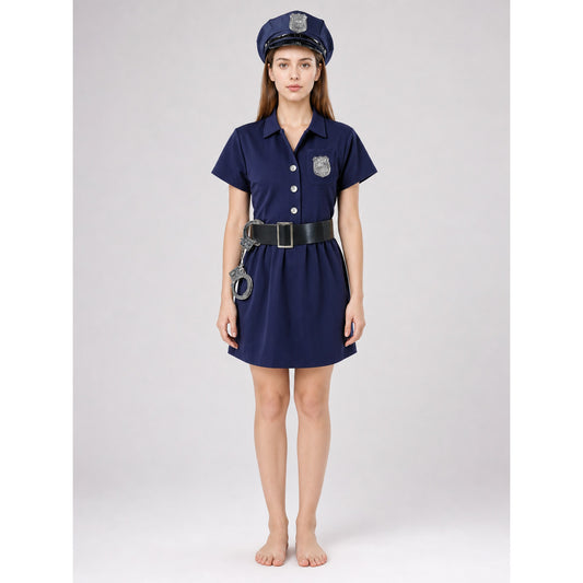 Carnival Police Uniform Dress with Cap on-model view