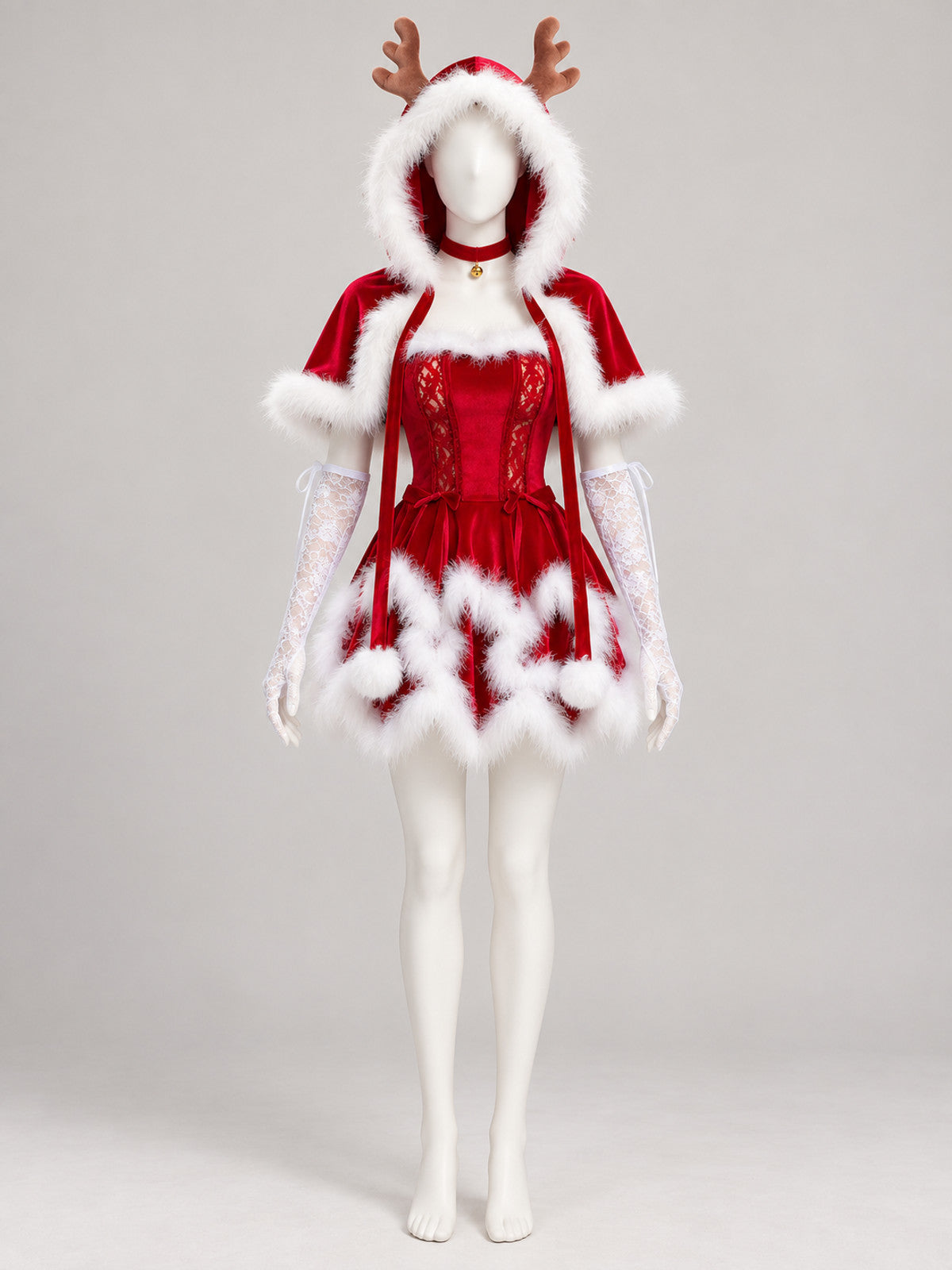 Hooded Costume with Reindeer Antlers