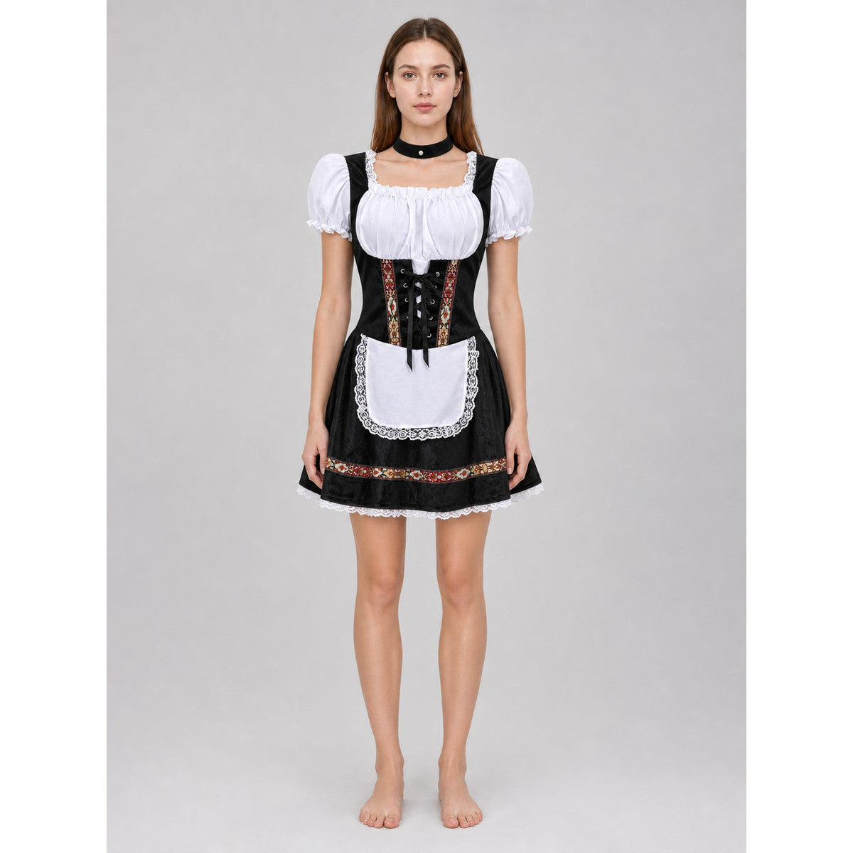Historical national costume with apron and lace