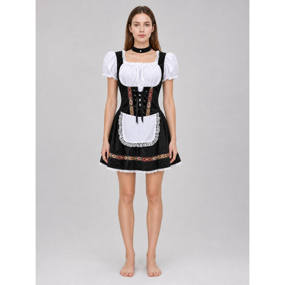 Historical national costume with apron and lace