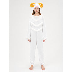 White Animal Costume with Hood and Horns