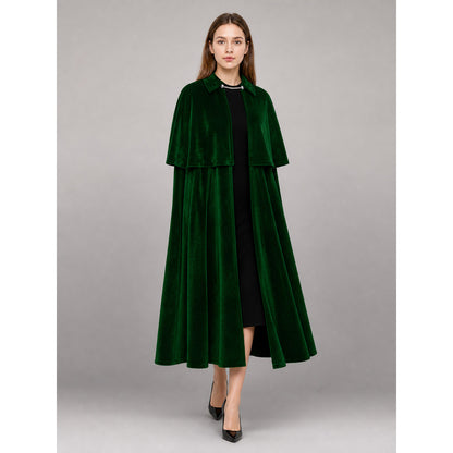 Long Green Carnival Cloak with Collar