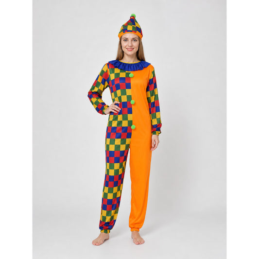Clown Costume Jumpsuit with Hat for Parties