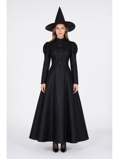 Black Witch Costume with Dress and Pointed Hat main product view
