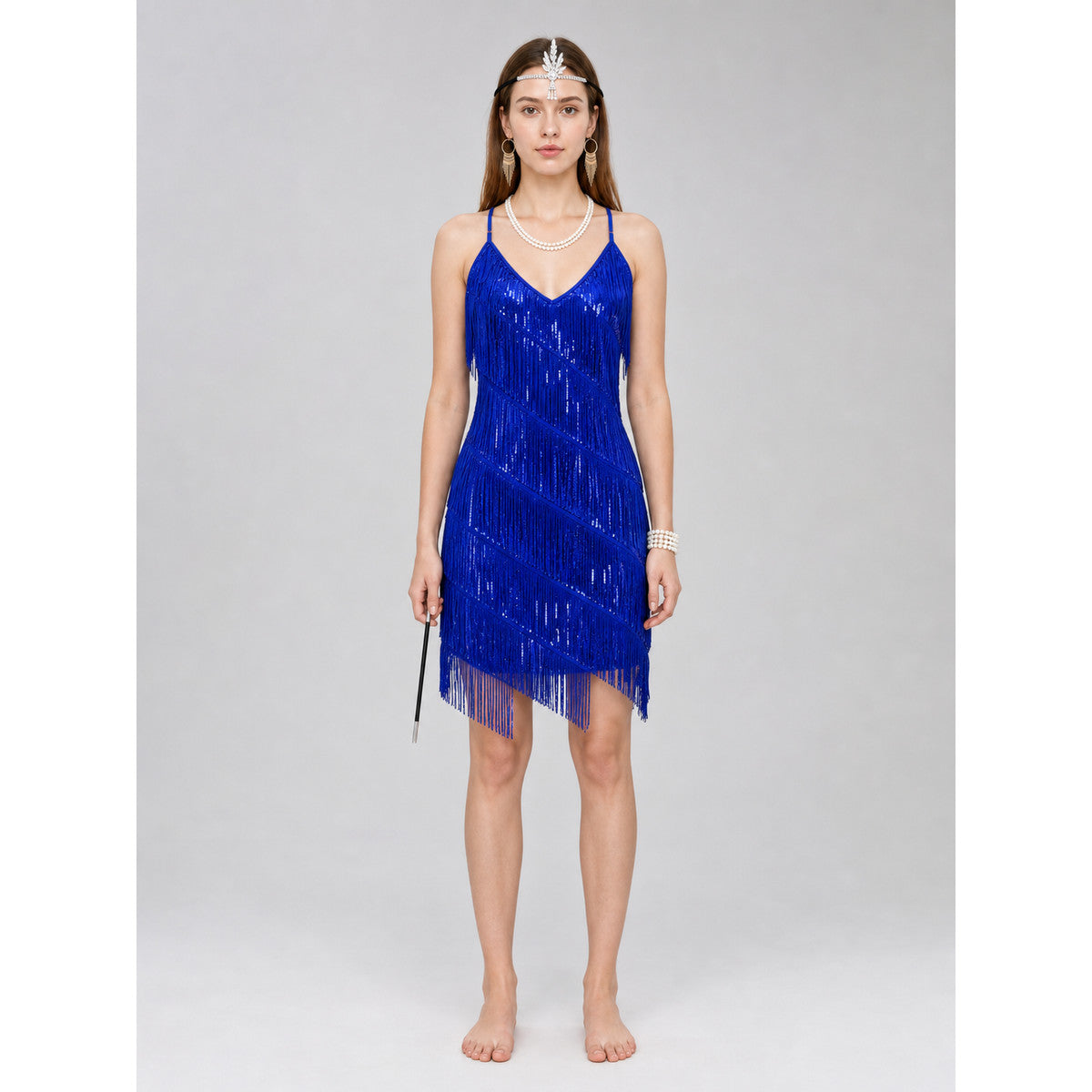 1920s-themed event set: fringe dress and accessories