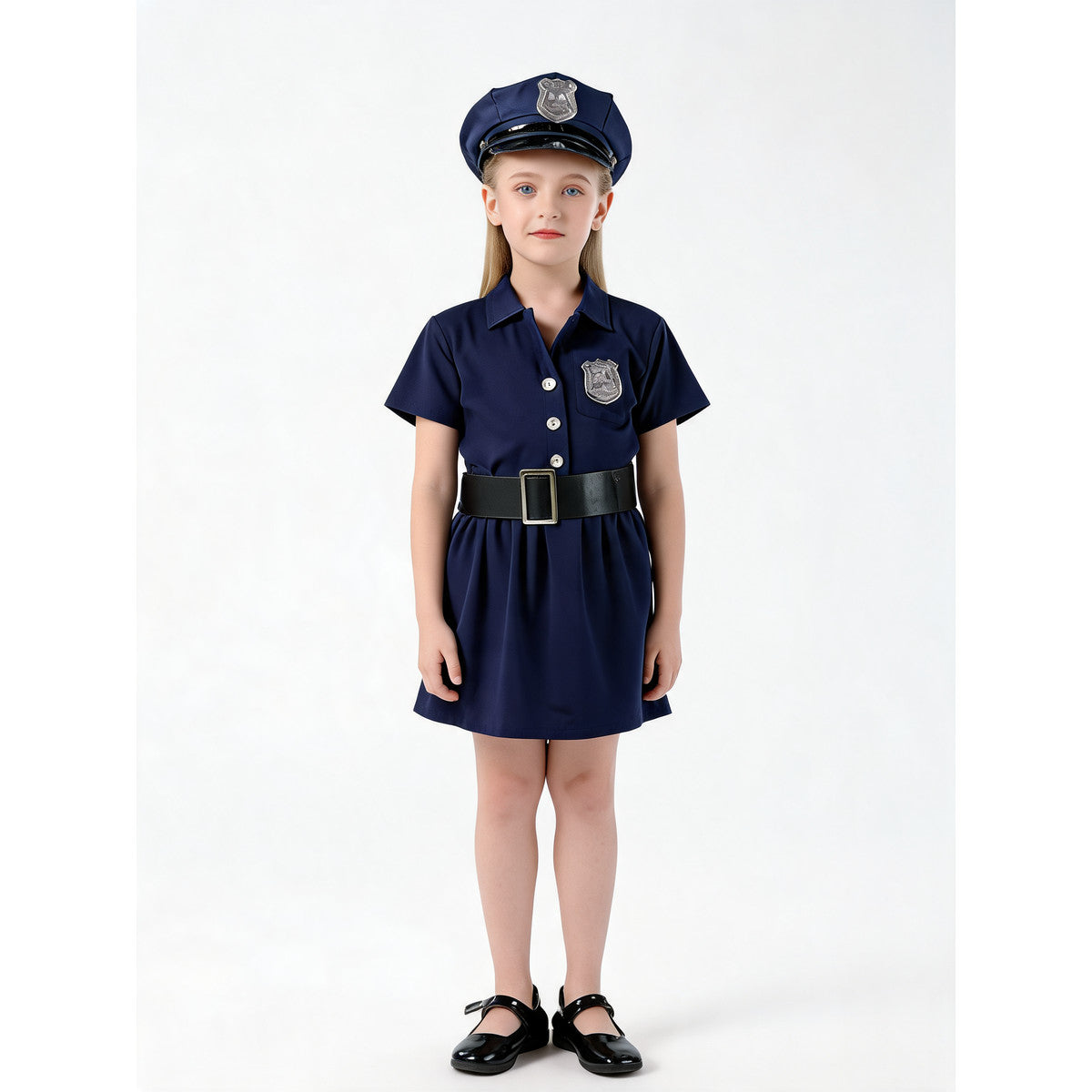 Girls' Police Costume, Carnival on-model view