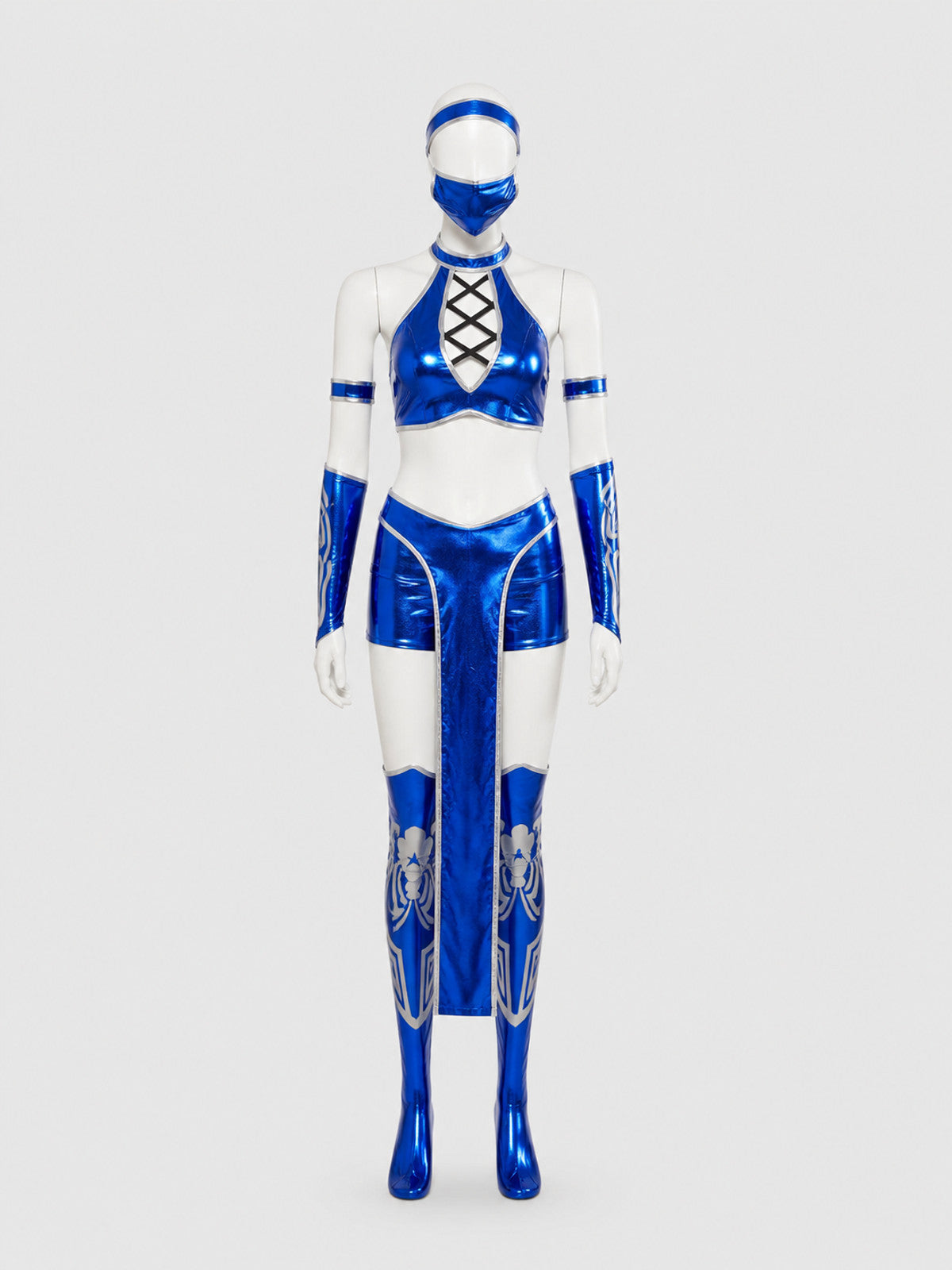 Mortal Kombat Cosplay Costume, Blue Set on-model view