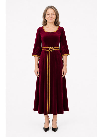 Burgundy Carnival Dress with Gold Trim main product view