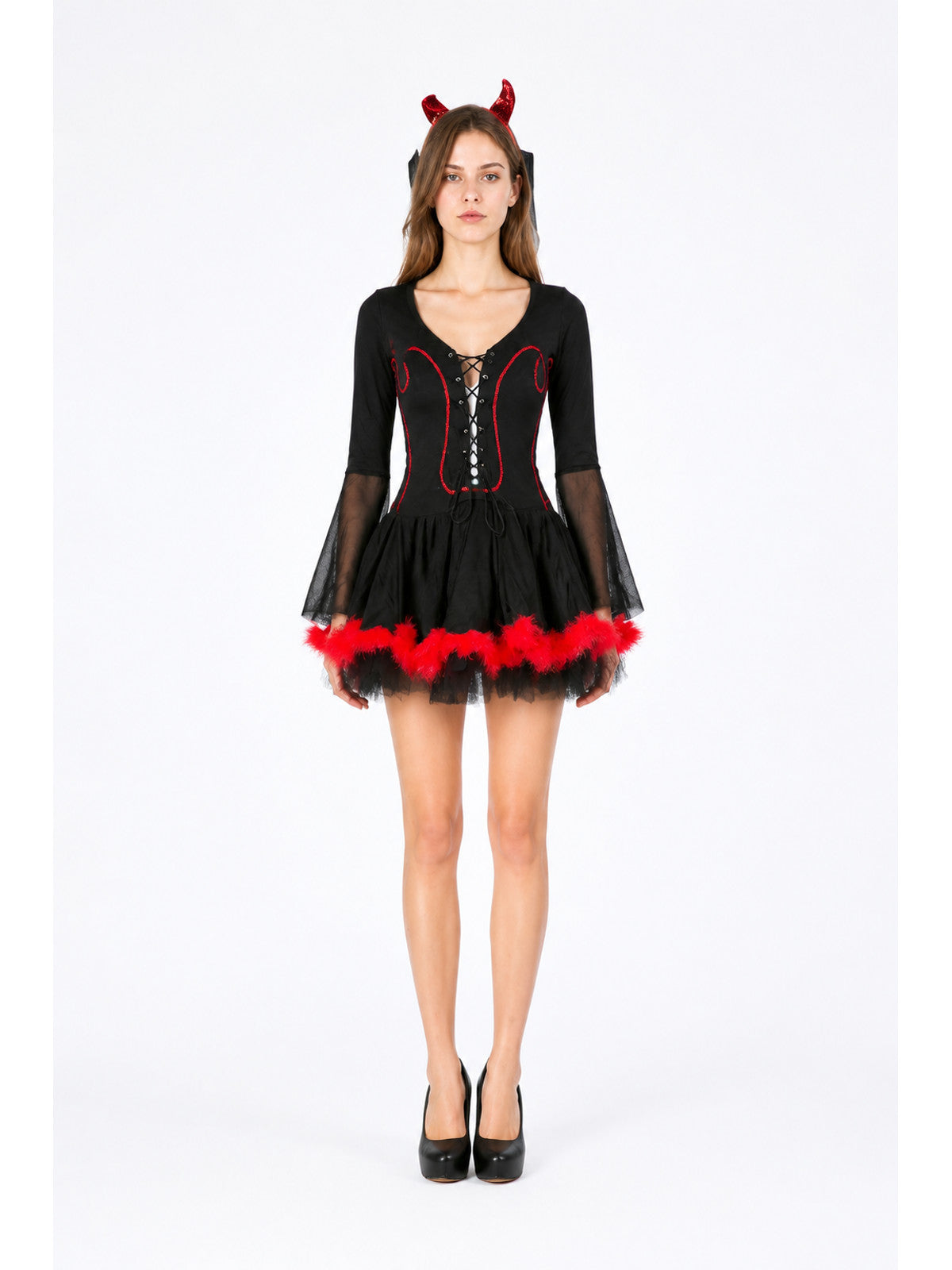 Black-and-Red Carnival Costume with Lacing main product view