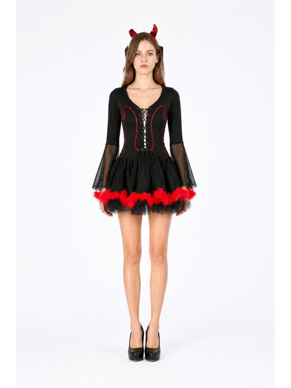 Black-and-Red Carnival Costume with Lacing main product view