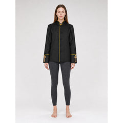 Stand-Collar Jacket with Gold Trim and Crosses
