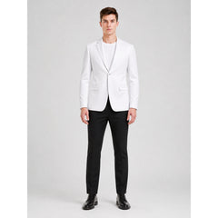 Fitted White Stand-Collar Blazer