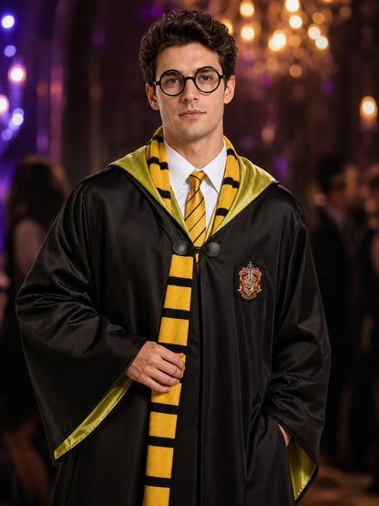 Harry Potter Hufflepuff Robe, 4-Piece Cosplay Set on-model view