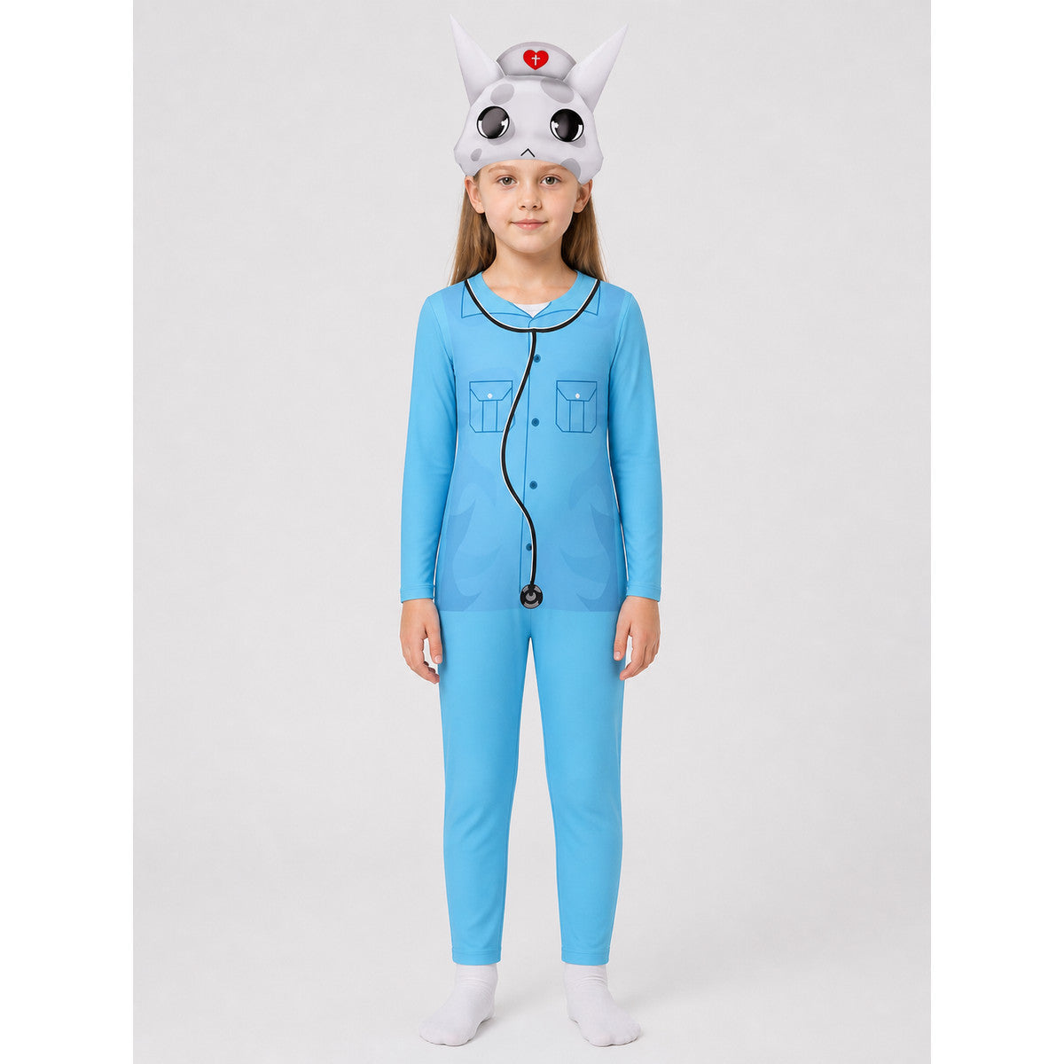 Animal Kigurumi Costume with Hood for Role-Playing on-model view