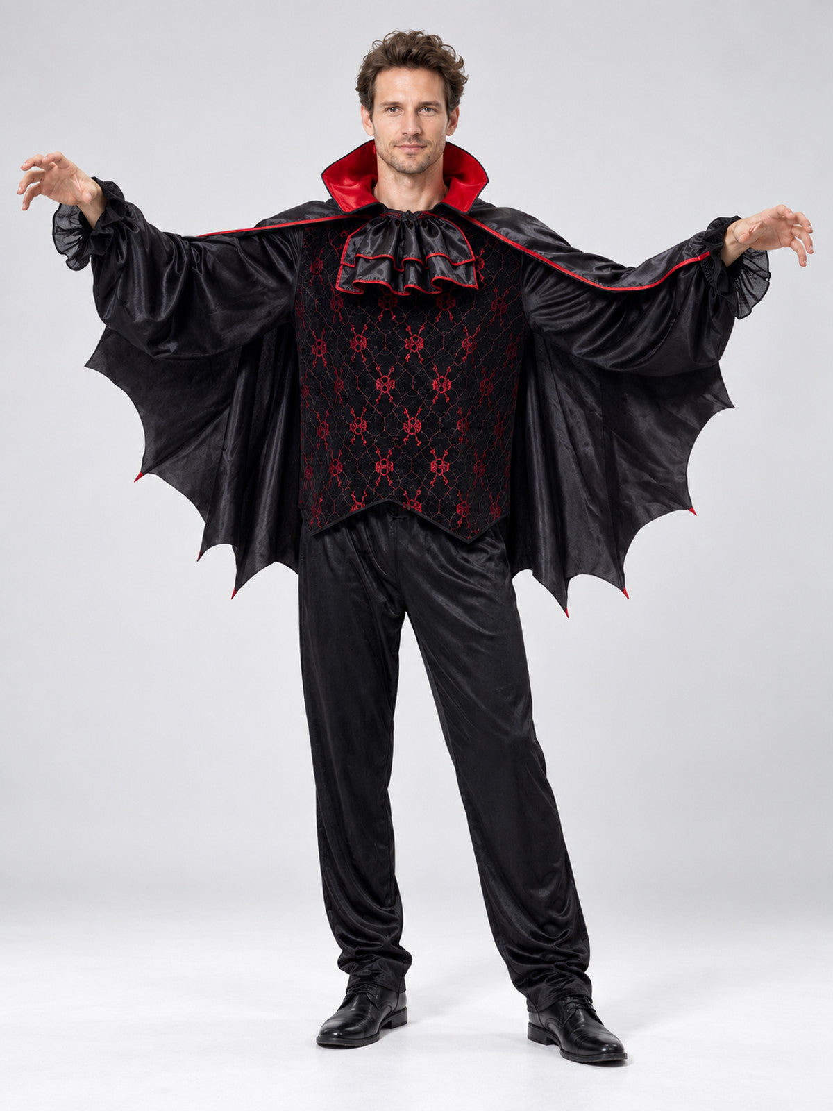 Vampire Costume with Cape and Red Trim