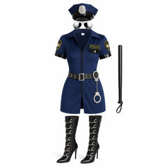 Police cosplay costume with belt and cap