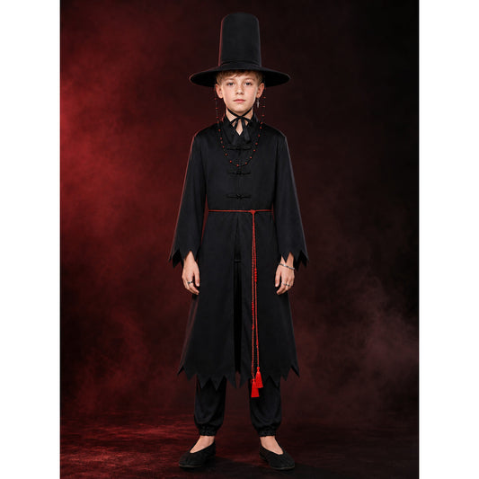 Kids Wizard Cosplay Costume Set - Black Robe with Hat and Accessories main product view