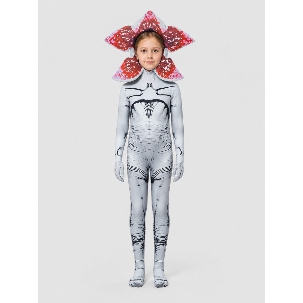 Halloween Monster Jumpsuit with Flower Head on-model view