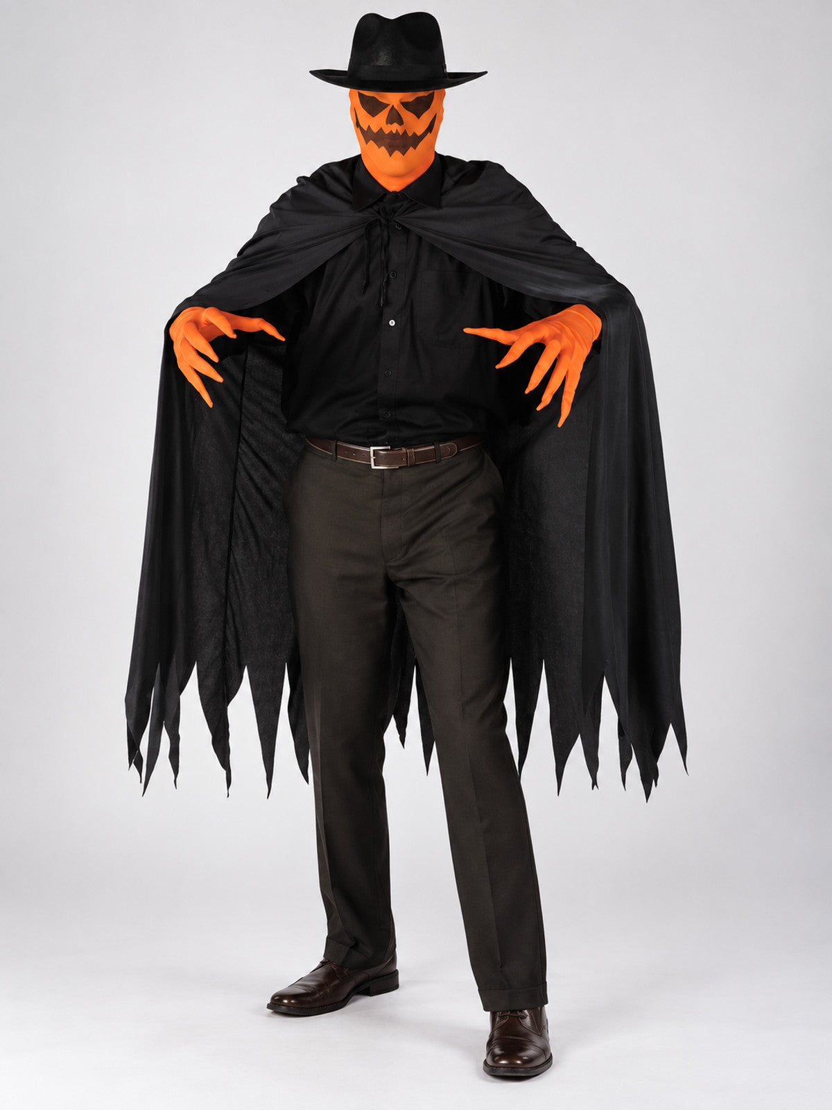 Halloween Carnival Costume: Pumpkin Mask, Cape, Gloves